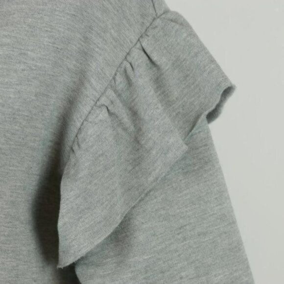 UGG Amara Women's XS Gray Crewneck Ruffled 3/4 Sleeve Sweatshirt - Picture 6 of 9